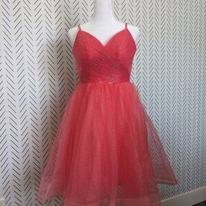 Formal dress, Size 2, Coral color, short, spaghetti strap